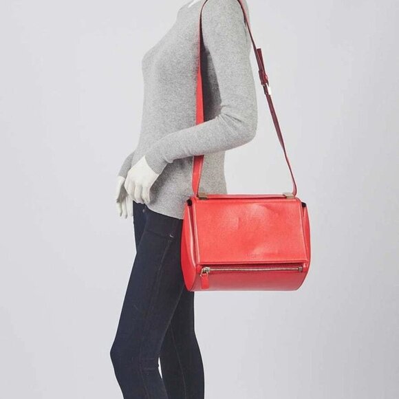 Givenchy Red Grained Leather Pandora Box Medium Shoulder Bag - Picture 8 of 11